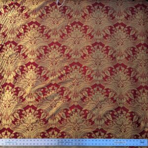 PXL_20231211_214617916 100% Silk Damask Classic Renaissance Artichoke Ruby Red Gold High End