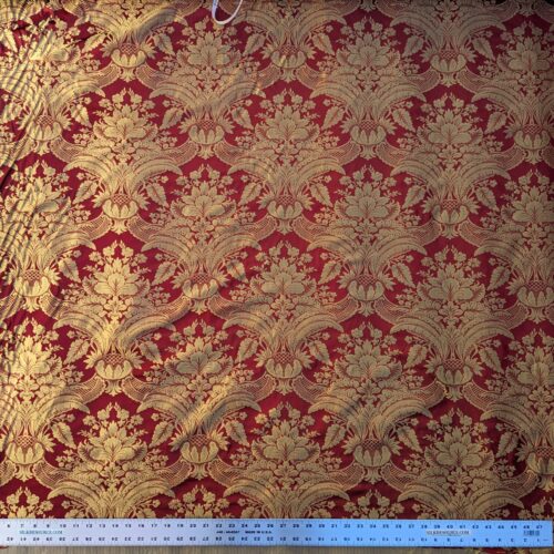 PXL_20231211_214617916 100% Silk Damask Classic Renaissance Artichoke Ruby Red Gold High End