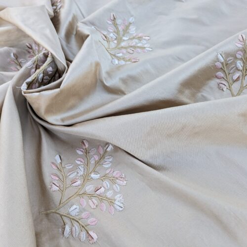 PXL_20231213_213842016 By Yd Kravet Silk Dupioni Embroidery Beige Pink Sprig MSRP USD 100+/Y