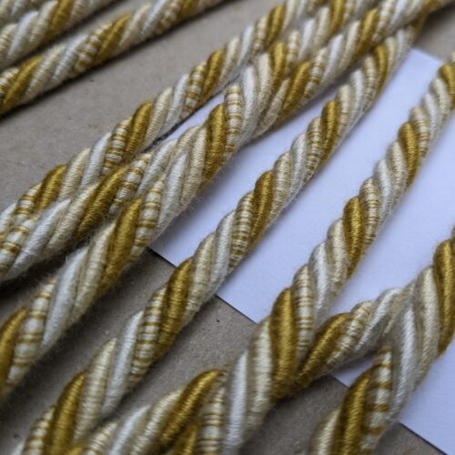 PXL_20231214_212524353 9.5Y Scalamandre Designer Trim Twisted Rope Dark Gold Cream