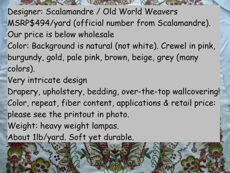 s-l1600 (17) Scalamandre Magnificent Lalita Crewel Heavy Paisley 35 inch MSRP 372/Y