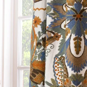 s-l1600 Scalamandre Magnificent Lalita Crewel Heavy Paisley 35 inch MSRP 372/Y