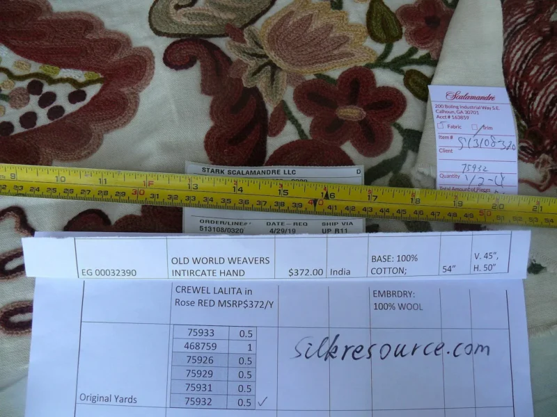 s-l1600 (40) Scalamandre Magnificent Lalita Crewel Heavy Paisley 0.5Y MSRP 372/Y