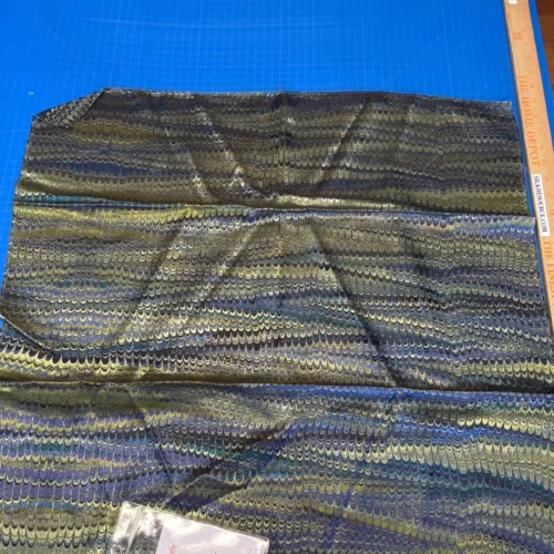 IMG_2036 11 Berkbox72 Scalamandre Silk Grey Watkins Square Ebru Silk Weave Peacock Jacquard MSRP USD424/Y