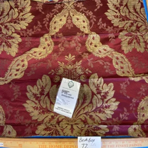 IMG_2131 38 Berkbox72 Scalamandre Old World Weavers Square Silk  Claudina Cherry Deep Red Gold Renaissance Damask Reversible Italy MSRP USD 320/Y