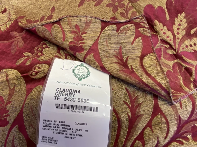 IMG_2133 38 Berkbox72 Scalamandre Old World Weavers Square Silk  Claudina Cherry Deep Red Gold Renaissance Damask Reversible Italy MSRP USD 320/Y
