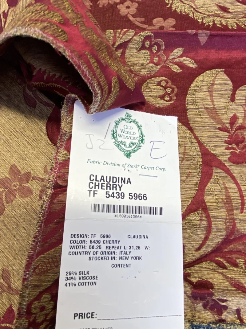 IMG_2136 38 Berkbox72 Scalamandre Old World Weavers Square Silk  Claudina Cherry Deep Red Gold Renaissance Damask Reversible Italy MSRP USD 320/Y