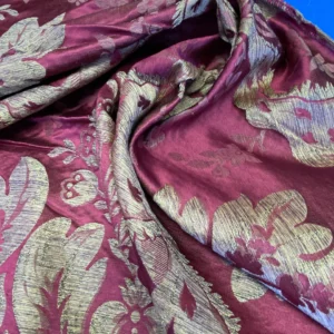 IMG_2137 38 Berkbox72 Scalamandre Old World Weavers Square Silk  Claudina Cherry Deep Red Gold Renaissance Damask Reversible Italy MSRP USD 320/Y