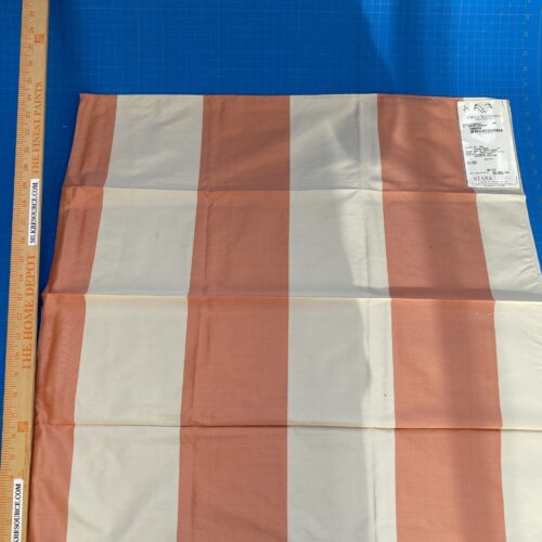 IMG_2350 1 Berkbox71 Scalamandre Square 24x26" Silk Wool Grey Watkins Riviera Stripe St. Tropez Orange Beige / Natural MSRP USD300+/y