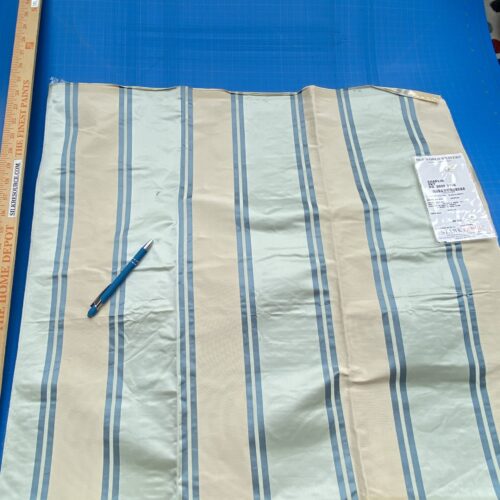 IMG_2511 47 Berkbox71 Scalamandre Square Silk Old World Weavers Chaplin Sky Silk Stripe Light Blue Beige MSRP USD 300+/y