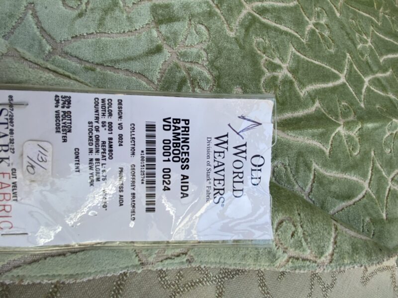 1 Berkbox74 Square Velvet by Old World Weavers Princess Aida Bamboo Green Cut Velvet Silky MSRP USD 228/Y