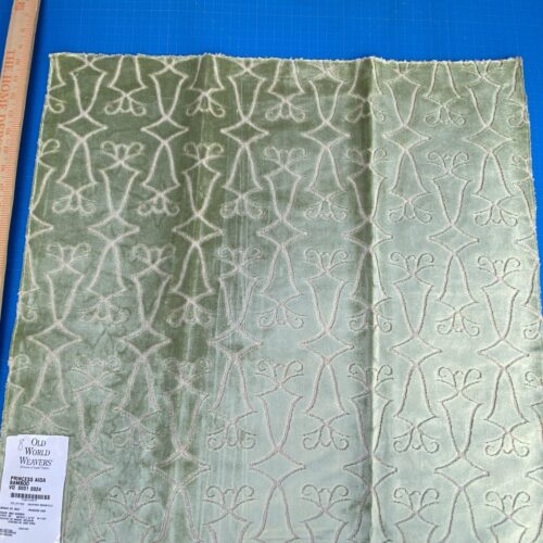 IMG_2834 8 Berkbox74 Square Velvet by Old World Weavers Princess Aida Bamboo Green Cut Velvet Silky MSRP USD 265/Y
