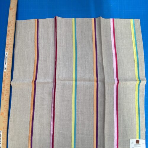 3 Berkbox75 Square Embroidery by Alhambra Altik Multi Stripe Kids Nursery on Beige MSRP USD 300+/Y