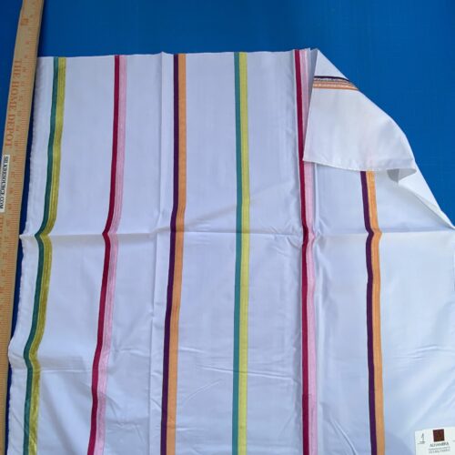 IMG_2927 4 Berkbox75 Square Embroidery by Alhambra Confeti Multi on White Stripe MSRP USD 300+/Y