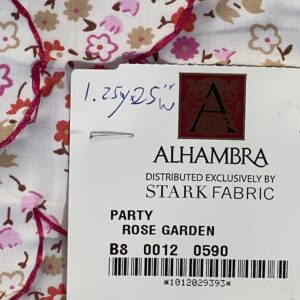37 Berkbox75 Square Embroidery by Scalamandre Alhambra Party Rose Garden Flower Pink Red on White1.25"x25" MSRP USD 300+/Y