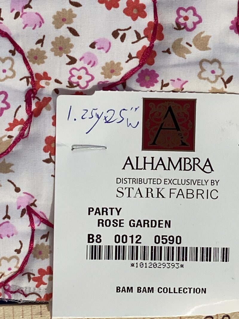 37 Berkbox75 Square Embroidery by Scalamandre Alhambra Party Rose Garden Flower Pink Red on White1.25"x25" MSRP USD 300+/Y