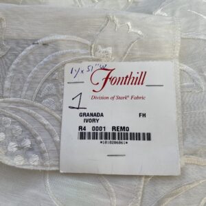 1 Berkbox76 Square Embroidery by Fonthill Granada Ivory White Peony Pomegranate Embroidery Linen Sheer 1yd X 51"MSRP USD 230y