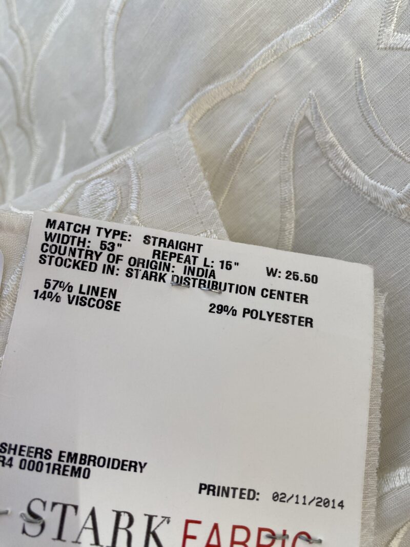 1 Berkbox76 Square Embroidery by Fonthill Granada Ivory White Peony Pomegranate Embroidery Linen Sheer 1yd X 51"MSRP USD 230y