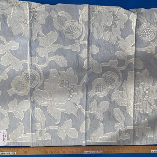 4 Berkbox76 Square Embroidery by Fonthill Granada Ivory White Peony Pomegranate Embroidery Linen Sheer MSRP USD 230y