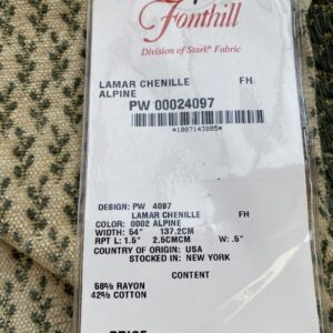 12 Berkbox76 Square Fonthill Lamar Chenille Alpine Beige Green Novelty Botanical Foliage MSRP USD 368/y