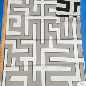 IMG_3252 1 Berkbox77 Square Printed Fabrics by Grey Watkins Long Garden Grey Cream White Black Geometric MSRP USD156/y