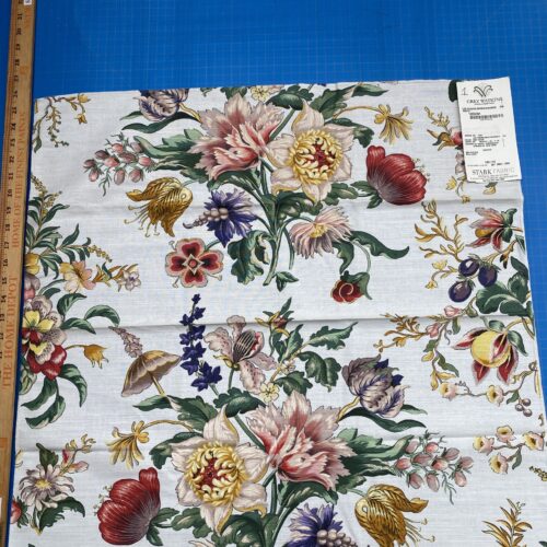 IMG_3332 20 Berkbox77 Square Printed Fabrics by Grey Watkins Les Fleurs Mysterieuses Multi Color on White Floral Cotton Linen MSRP USD 784/Y