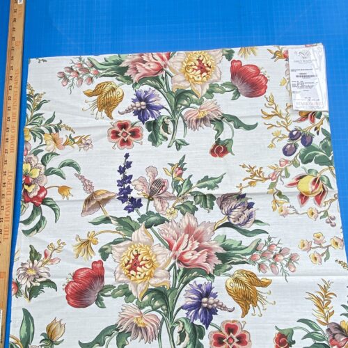 IMG_3346 23 Berkbox77 Square Printed Fabrics by Grey Watkins Les Fleurs Mysterieuses Multi Color on White Floral Cotton Linen MSRP USD 784/Y