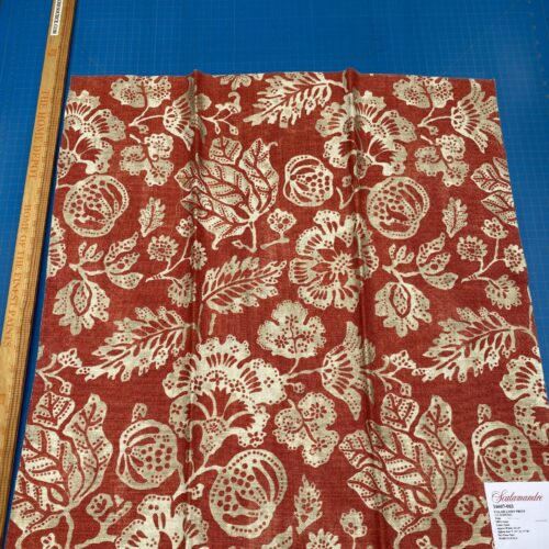 IMG_3551 68 Berkbox77 Square Printed Fabric by Scalamandre Calais Linen Print Coral Floral Red White MSRP 300+/y