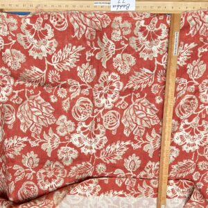 IMG_3556 69 Berkbox77 Square Printed Fabric by Scalamandre Calais Linen Print Coral Floral Red White 1.2yd MSRP 300+/y