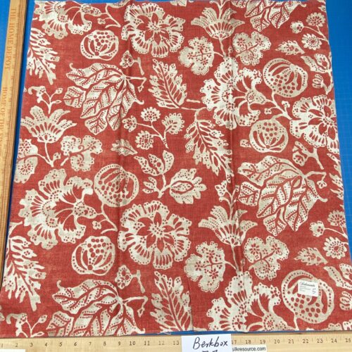 IMG_3568 71 Berkbox77 Square Printed Fabric by Scalamandre Calais Linen Print Coral Red White Floral MSRP 300+/y