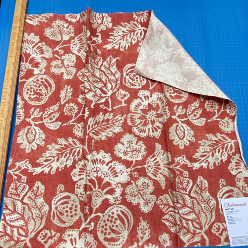 72 Berkbox77 Square Printed Fabric by Scalamandre Calais Linen Print Coral Red White Floral MSRP 300+/y