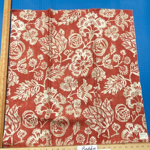 73 Berkbox77 Square Printed Fabric by Scalamandre Calais Linen Print Coral Red White Floral MSRP 300+/y