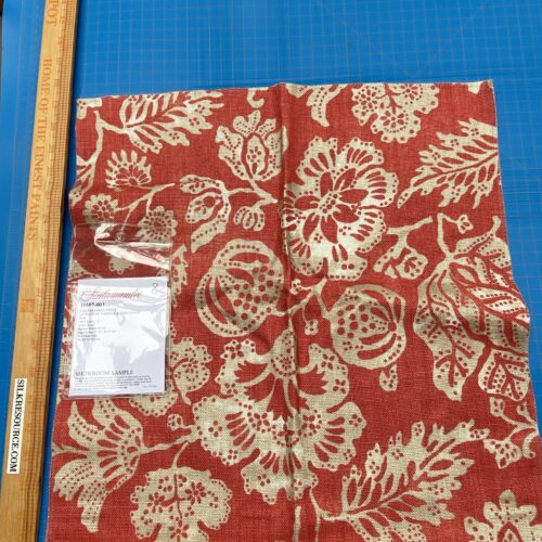 74 Berkbox77 Square Printed Fabric by Scalamandre Calais Linen Print Coral Red White Floral MSRP 300+/y