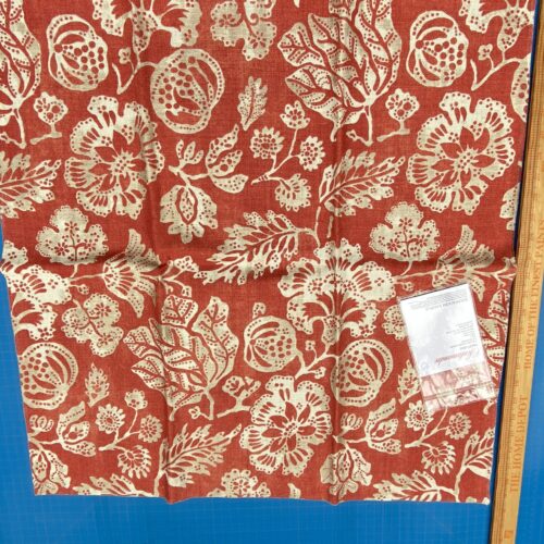 76 Berkbox77 Square Printed Fabric by Scalamandre Calais Linen Print Coral Red White Floral MSRP 300+/y