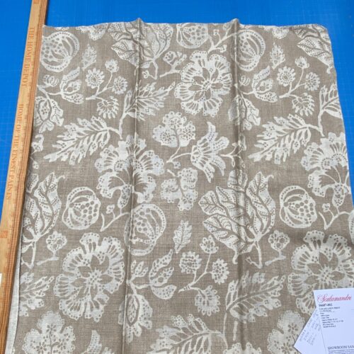 80 Berkbox77 Square Printed Fabric by Scalamandre Calais Linen Print Flax Beige Floral MSRP 300+/y
