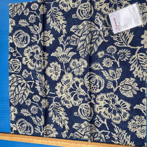 IMG_3637 89 Berkbox77 Square Printed Fabric by Scalamandre Calais Linen Print Indigo Navy Blue Cream White Floral MSRP 300+/y
