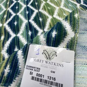 IMG_3887 9 Berkbox79 Square Velvet by Grey Watkins Diamantina Ocean Deep Green Diamond Stripe MSRP USD306/y