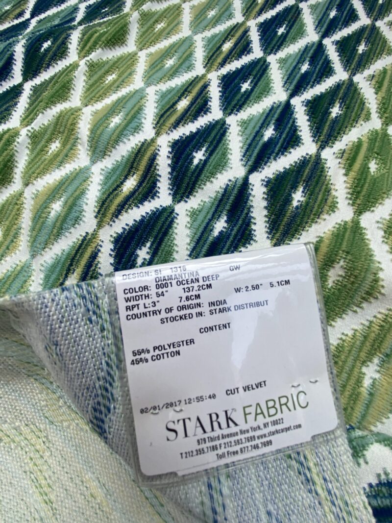 IMG_3888 9 Berkbox79 Square Velvet by Grey Watkins Diamantina Ocean Deep Green Diamond Stripe MSRP USD306/y