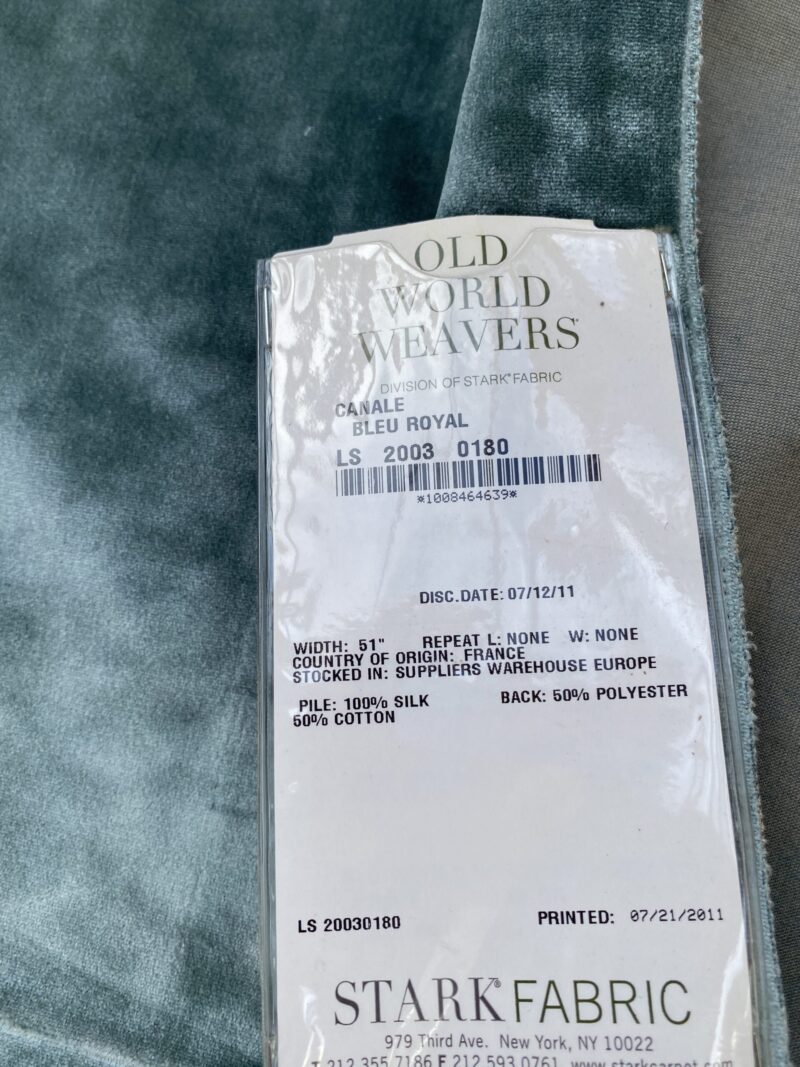 IMG_4050 10 Berkbox81 Square Velvet by Lelievre Canale Bleu Royal Blue Solid 22"L X 24"W  MSRP USD 536/y
