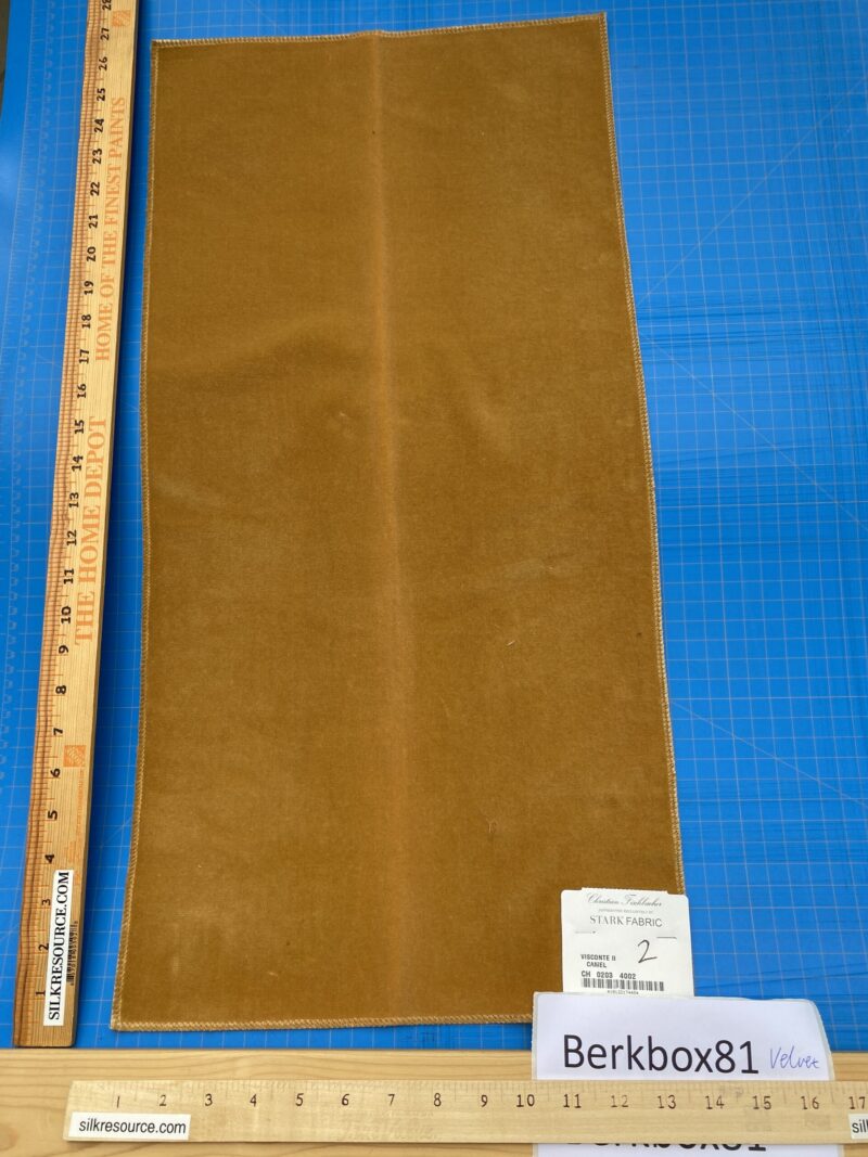 IMG_4096 20 Berkbox81 Square Velvet by Christian Fischbacher Visconte II Camel Light Brown Solid 26"L x 13"W  MSRP USD 300+/y