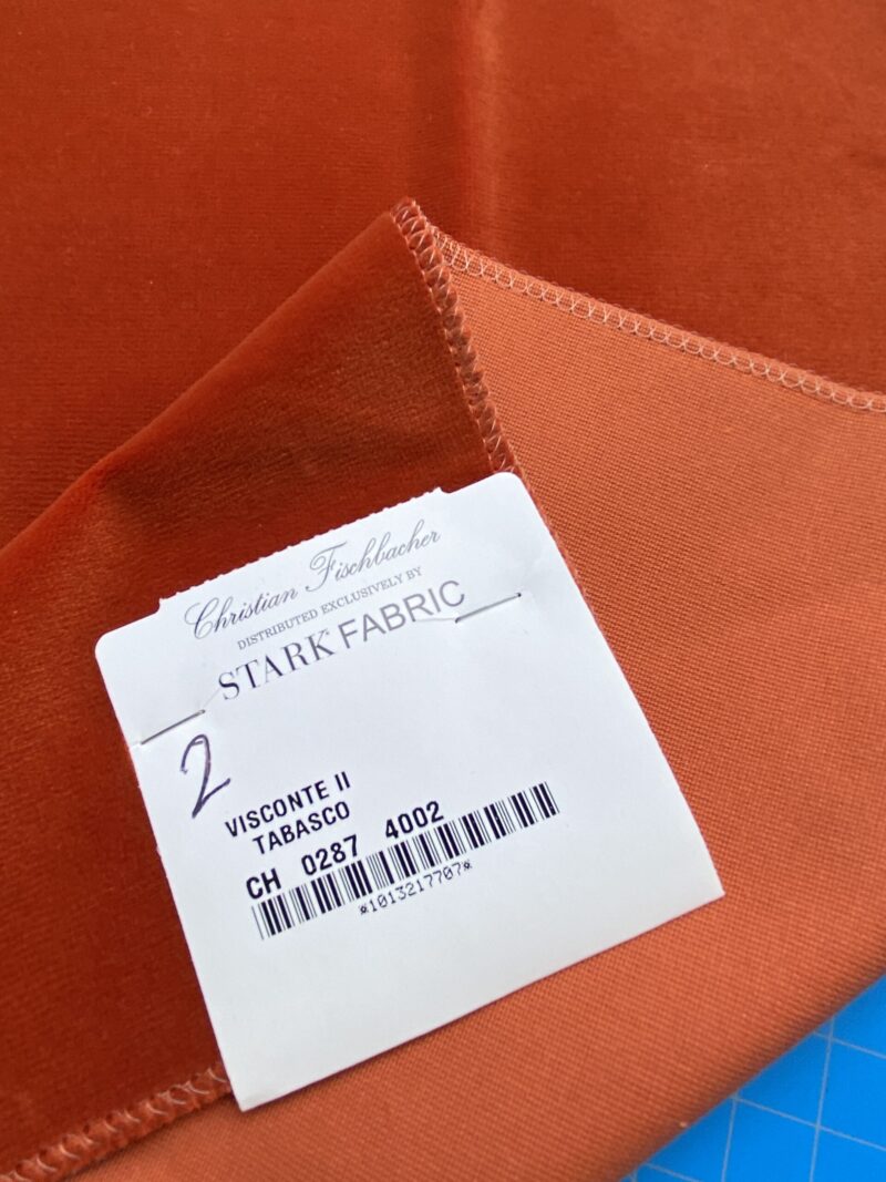 IMG_4104 22 Berkbox81 Square Velvet by Christian Fischbacher Visconte II Tabasco Deep Orange Solid 26"L x 13"W  MSRP USD 300+/y