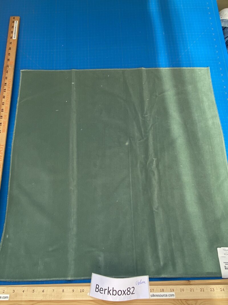 IMG_4196 20 Berkbox82 Square Velvet by Christian Fischbacher Visconte II Caribbean Green Solid 26"L x 26"W  MSRP USD 300+/y