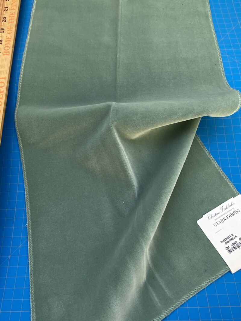 IMG_4203 21 Berkbox82 Square Velvet by Christian Fischbacher Visconte II Caribbean Green Solid 26"L x 13"W  MSRP USD 300+/y