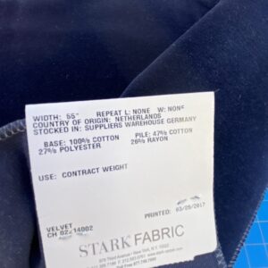 27 Berkbox82 Square Velvet by Christian Fischbacher Visconte II Midnight Blue Solid 26"L x 16"W  MSRP USD 300+/y