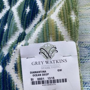 IMG_4257 4 Berkbox83 Square Velvet by Grey Watkins Diamantina Ocean Deep Green White Blue Diamond Ogee MSRP USD 306+/y