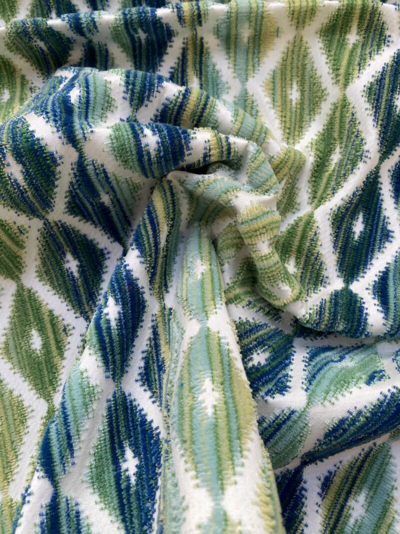 IMG_4259 4 Berkbox83 Square Velvet by Grey Watkins Diamantina Ocean Deep Green White Blue Diamond Ogee MSRP USD 306+/y