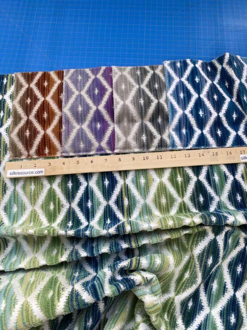 IMG_4260 4 Berkbox83 Square Velvet by Grey Watkins Diamantina Ocean Deep Green White Blue Diamond Ogee MSRP USD 306+/y