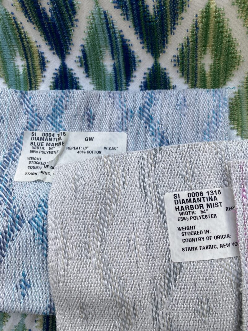 IMG_4261 4 Berkbox83 Square Velvet by Grey Watkins Diamantina Ocean Deep Green White Blue Diamond Ogee MSRP USD 306+/y