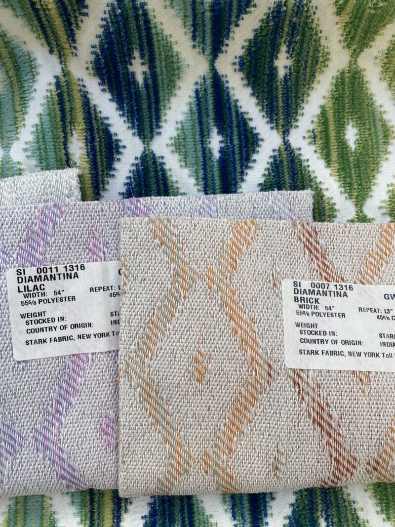 IMG_4262 4 Berkbox83 Square Velvet by Grey Watkins Diamantina Ocean Deep Green White Blue Diamond Ogee MSRP USD 306+/y