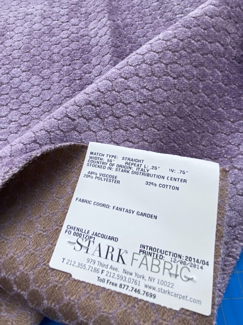 IMG_4286 10 Berkbox83 Square Velvet by Grey Watrkins Monterosso Lavender Purple Small Scale Dots Circle 1.1yd x 25"W MSRP USD192/y